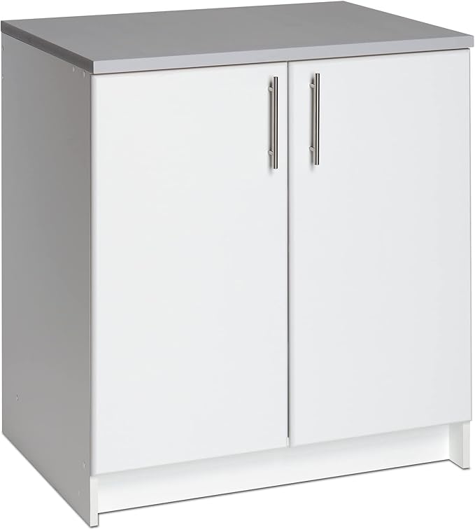 Prepac Elite 32” Wall Mount White Storage Cabinet with 1 Adjustable Shelf, Base Unit Ideal for Bathroom Cabinet, Kitchen, Garage, Home Office and More, 32”W x 36”H x 24”D