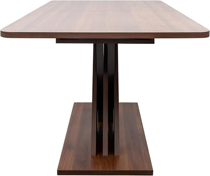 55.12"-70.78" Wooden Extendable Dining Table for 4-8, Modern Expandable Kitchen Table with X-Shaped Design Base and Wood Grain Tabletop for Living Room, Dining Room, Walnut
