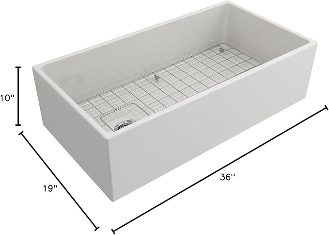 BOCCHI Contempo Apron Front Fireclay 36 in. Single Bowl Kitchen Sink in White with Stainless Steel Faucet