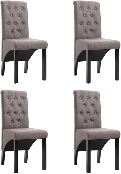 4-Piece Taupe Fabric Dining Chairs Set with Rubber Wood Frame - Modern Farmhouse Kitchen and Dining Room Furniture, Comfortable Upholstered Seats, Easy Assembly