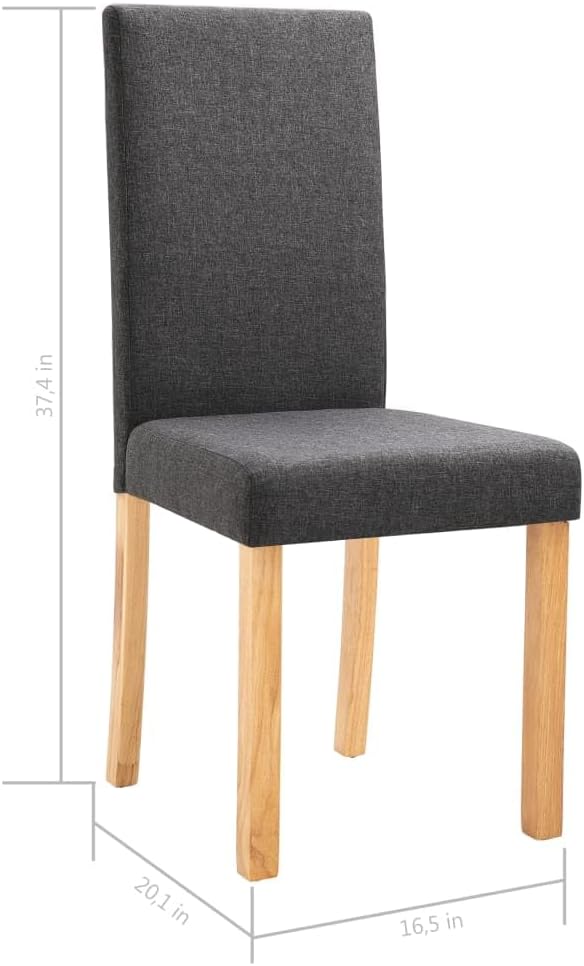 Dark Gray Fabric Dining Chairs Set of 4 Solid Rubber Wood Ergonomic Comfortable Modern Chairs for Kitchen Dining Room