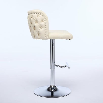 Furniture,Swivel Adjusatble Seat Height with Chrome Base, Modern PU Upholstered Bar Stools with The Whole Back Tufted, for Home Pub and Kitchen Island,Beige, Set of 2