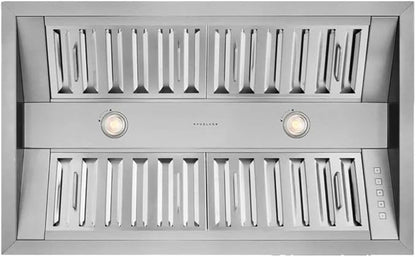 Hauslane Range Hood Insert 34 Inch - Stainless Steel Built-In Vent with 800 CFM Suction, Quiet Operation, LED Lights, 3-Speed Fan, 21" Deep, Ducted/Ductless Convertible for Insert Mount