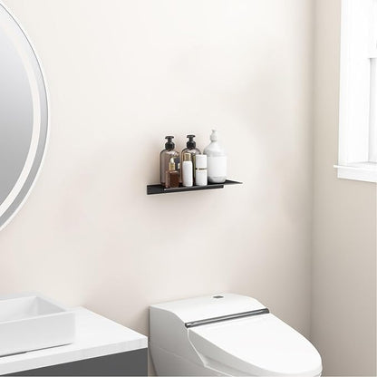 Danpoo Metal Wall Shelf, Black Floating Shelf, Small Bathroom Shelf, 12" Display Shelves for Wall Storage