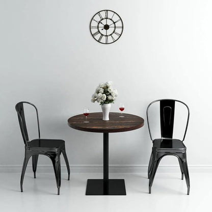 Round Dining Table Dark Ash MDF, Steel Base, 31.5 Inch Diameter, Modern Kitchen & Dining Room Furniture, Seats 4 People, Brown