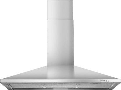 SNDOAS 36 Inch Range Hood, 450CFM Wall Mount Stainless Steel Kitchen Vent Hood - 3-Speed Exhaust Fan, Ducted/Ductless Convertible, Chimney-Style Stove Hood, LED Light & Push Button Control