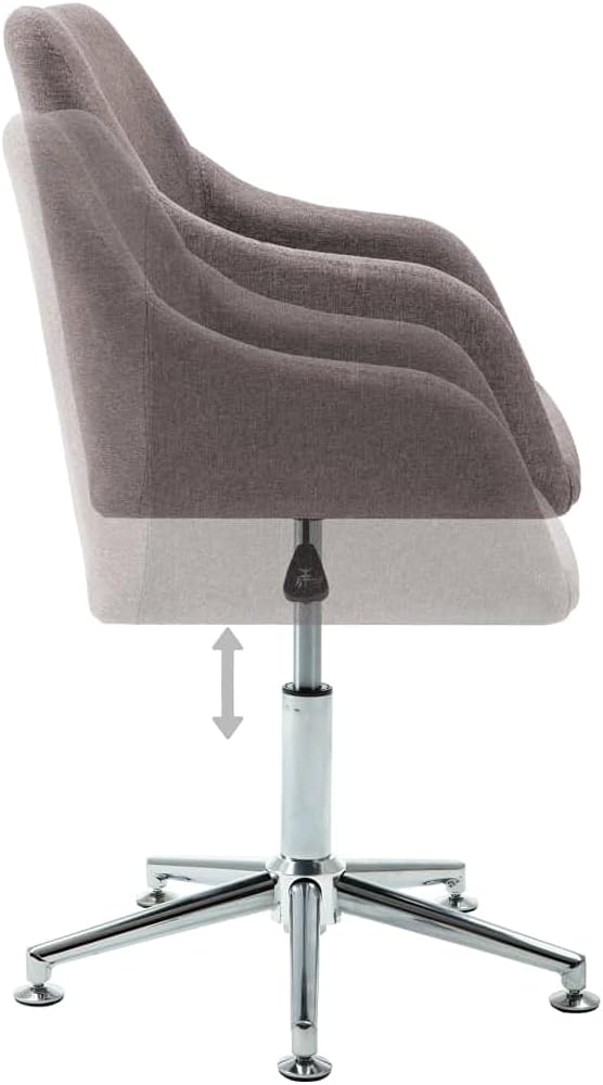 Swivel Dining Chair Modern Accent Chair with Adjustable Height 360-Degree Rotation Taupe Fabric Upholstered Seat Wood Frame Steel Legs for Kitchen Living Room Bedroom Office