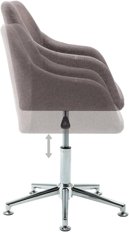 Swivel Dining Chair Modern Accent Chair with Adjustable Height 360-Degree Rotation Taupe Fabric Upholstered Seat Wood Frame Steel Legs for Kitchen Living Room Bedroom Office