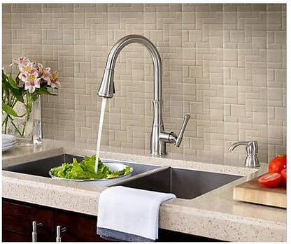 Pfister Wheaton Kitchen Faucet with Pull Down Sprayer and Soap Dispenser, Single Handle, High Arc, Polished Chrome Finish, GT529WH1C