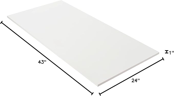 Kaboon 43x24 inches Tabletop, Solid One-Piece Desktop for Sit Stand Desk, Double Desks, L Desk DIY,Wood Countertop Home or Commercial Use,1 inch Thick, White, 23.62" D x 43" W