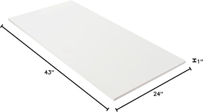 Kaboon 43x24 inches Tabletop, Solid One-Piece Desktop for Sit Stand Desk, Double Desks, L Desk DIY,Wood Countertop Home or Commercial Use,1 inch Thick, White, 23.62" D x 43" W