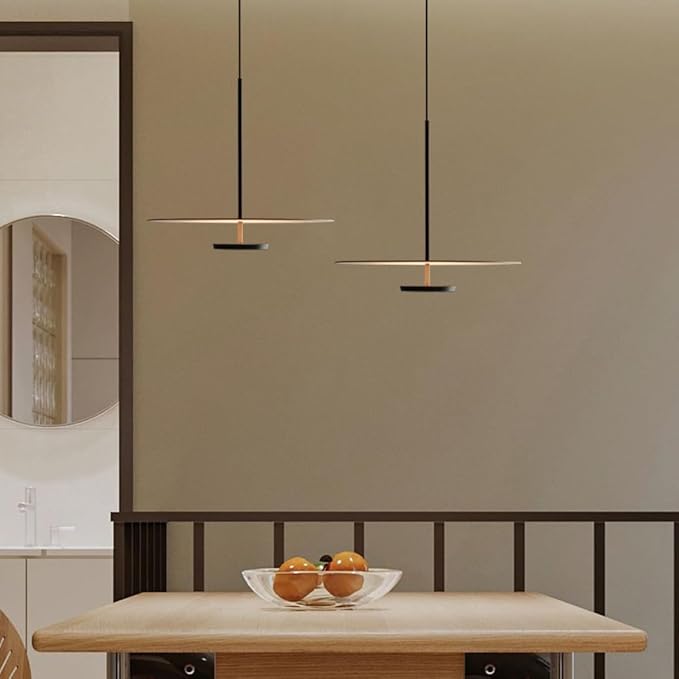 19.7'' Flying Saucer Pendant Light UFO Black Nordic MCM Mid Century Pendant Light Scandinavian Style Modern Minimalist Hanging Light Fixture for Dining Room Bedroom Kitchen Island Living Room