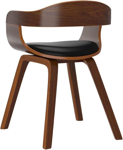 Modern Farmhouse Dining Chair Black Bentwood Faux Leather Kitchen Accent Chair for Dining Room, Restaurant, Bistro