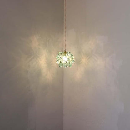 Bieye L10961 Petals Tiffany Style Stained Glass Ceiling Pendant Light with 8-inch Wide Lampshade (Textured Light Blue, 8" Rose Lily)