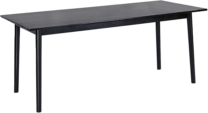 DELAVIN 70.8" Large Solid Wood Dining Table for 6-8 People, Mid Century Modern Rectangular Oak Kitchen Table, Farmhouse Dining Room Table, Easy Assembly, Black