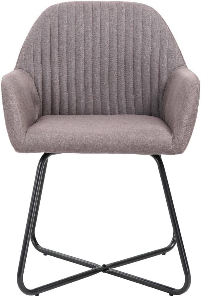 Modern Taupe Fabric Dining Chairs Set of 2 with Steel Legs, Comfortable Accent Chairs for Kitchen Dining Room Living Room Furniture, Soft Seating with Ergonomic Design