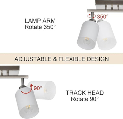 TODOLUZ 2-Light Track Light Fixtures Wall Sconce Lighting, Brushed Nickel Spotlight for Kitchen Living Room Dining Room Hallway, E26 Bulb Base