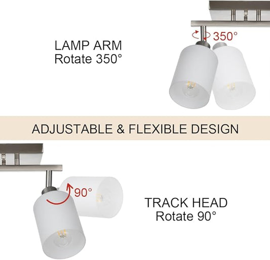 TODOLUZ 5-Lights Complete Track Lighting Kits in Brushed Nickel, Modern Spotlight Ceiling Lighting with Opal White Glass, E26 Bulb Base