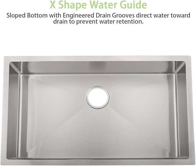 33 Inch Undermount Kitchen Sink-Bokaiya 33x19 Stainless Steel Undermount Sink 18 Gauge 10" Deep Single Bowl Basin with Colander&Drain