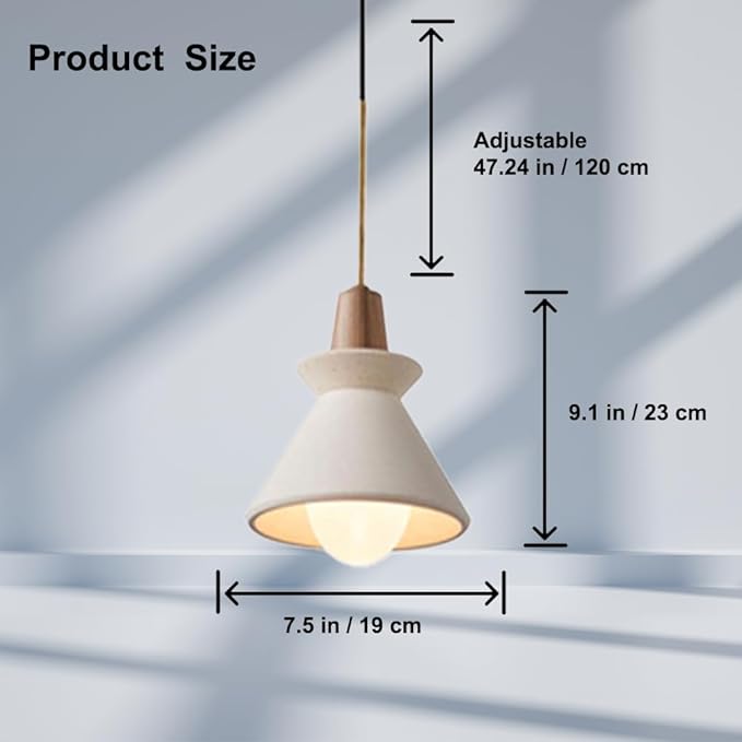 7.5'' Concrete Pendant Lights Kitchen Island Hanging Lights Unique Pinecone Lampshade Industrial Chandelier Nordic Cement Pendant Light for Dining Room, Bedside, Kitchen,Hallway, 1Pcs, White
