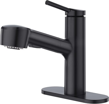 CREA Black Single Hole Bathroom Faucet 1 Handle Pull Out Bar Sink Faucets with Sprayer Handheld Bath Tub Faucet Baby Pets Laundry Toilet Vanity Basin Mixer Tap