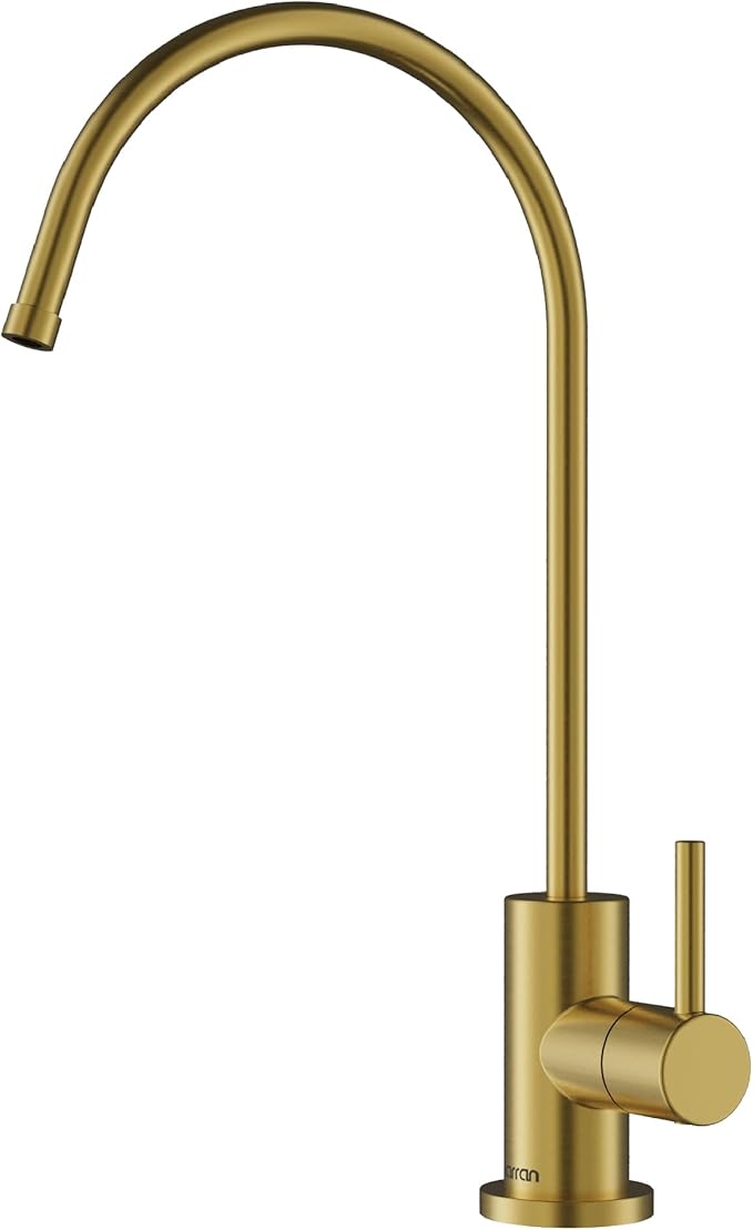 Karran Kestrel Single-Handle Filtered Water Faucet in Brushed Gold 100% Lead-Free Brass, RO/Filtration System Ready, 360° High-Arc Spout, Spot-Free Finish Beverage Faucet (Spot Free Brushed Gold)