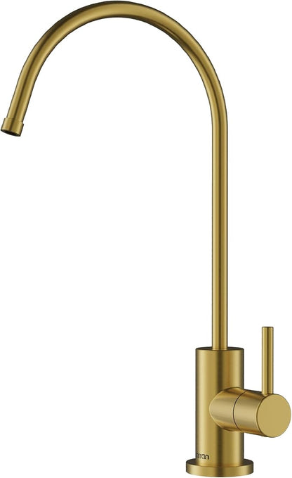 Karran Kestrel Single-Handle Filtered Water Faucet in Brushed Gold 100% Lead-Free Brass, RO/Filtration System Ready, 360° High-Arc Spout, Spot-Free Finish Beverage Faucet (Spot Free Brushed Gold)