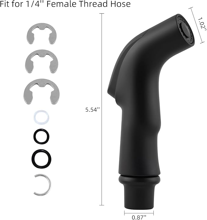 Hygie Rinse Kitchen Sink Sprayer Attachment, Kitchen Sink Side Sprayer Head Compatible with Delta, Moen, Kohler and Other OEM Brands, Pull Out Nozzle Head, Ergonomic Design, Matte Black