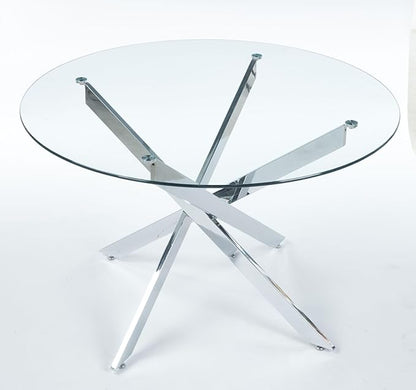 Round Glass Dining Table,Glass Dining Room Table with Metal Legs, Modern Style Glass Kitchen Table for Home, Kitchen, Dining Room