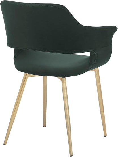 Armen Living Gigi Green Velvet Dining Room Chair with Gold Metal Legs - Set of 2