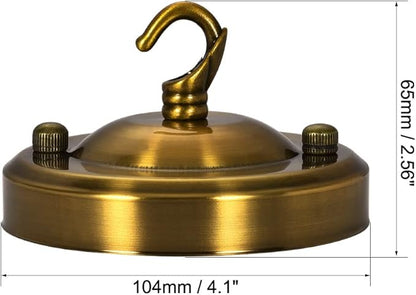 uxcell Retro Light Canopy Kit with Hook, Vintage Chandelier Ceiling Plate, for Light Fitting Accessory DIY, 104mm 4.1Inch Gold Bronze