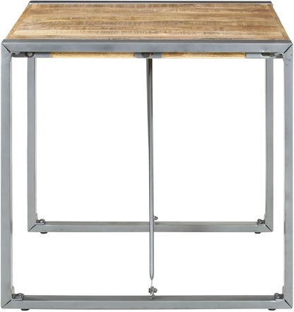 Small Dining Table Square Rough Mango Wood 31.5x31.5x29.5 Inch Industrial Kitchen Island Table Indoor Counter Height Furniture for Dining Room Apartment