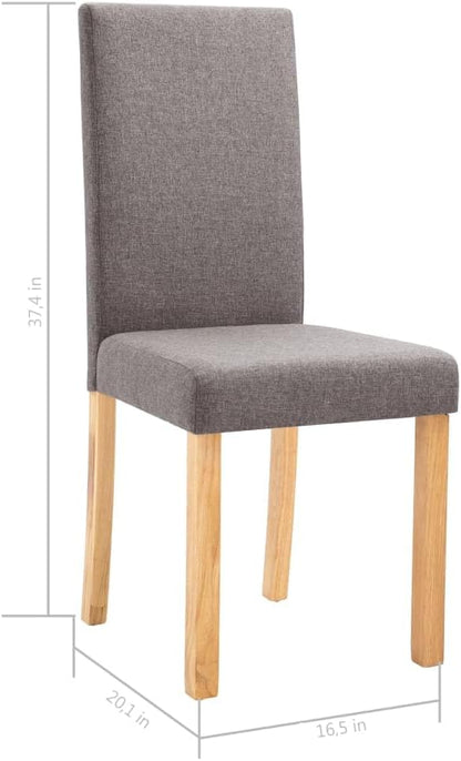 2-Pack Taupe Fabric Dining Chairs with Rubber Wood Frame, Modern Farmhouse Kitchen Chairs 16.5x20.1x37.4 Inch Soft Upholstered Seats for Dining Room Furniture