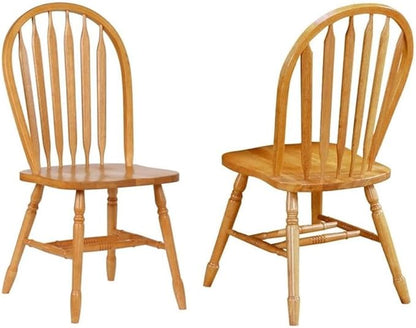 Pemberly Row Arrowback Dining Side Chair, Set of 2, Solid Wood Construction, Light Oak Finish, 38 in Tall, Ergonomic Shield Seat, Farmhouse Style Kitchen or Dining Room Seating