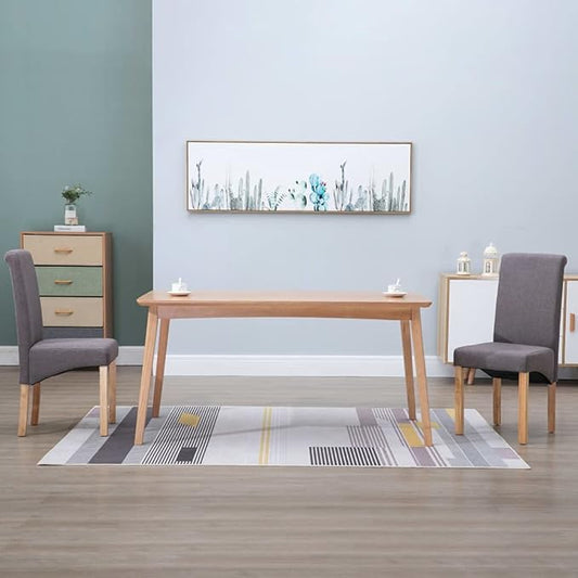 Taupe Fabric Dining Chairs Set of 2 with Solid Wood Legs Ergonomic Comfort for Modern Dining Room and Kitchen