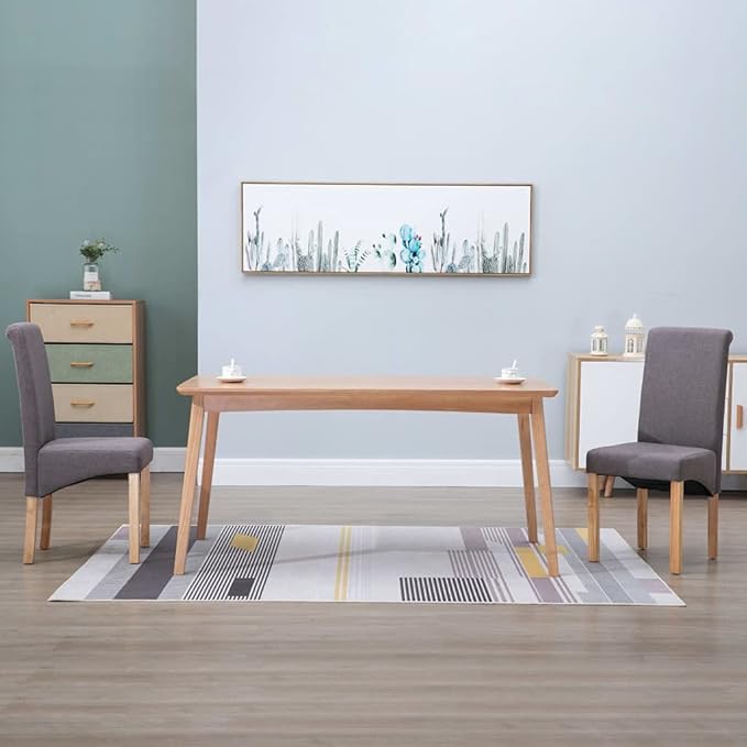 Set of 2 Taupe Fabric Dining Chairs with Solid Wood Legs, Modern Ergonomic Accent Chairs for Dining Room Kitchen Living Room and Bedroom Vanity