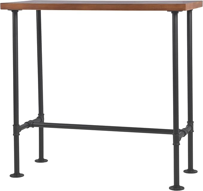 LOKKHAN Rectangular Dining Table for 4, (47.3" L x 41.3" H x 23.6" W), Heavy Duty Metal Pipe, Solid Wood Desktop, Home Kitchen Bar Office Cafe Pub, Rustic Industrial, Black & Brown