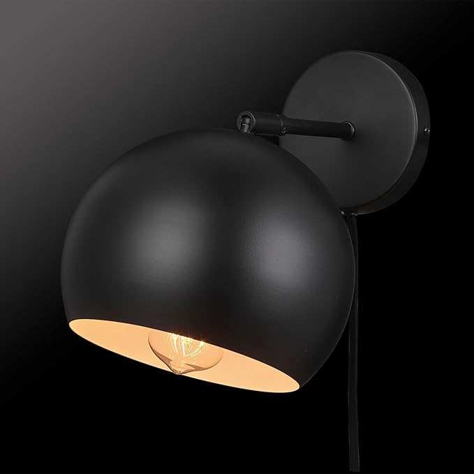 Globe Electric 52076 Molly 1-Light Plug-in or Hardwire Wall Sconce, Matte Black