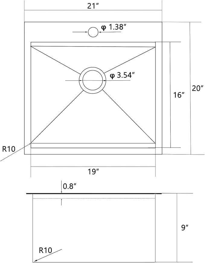SHACO 21 Inch Drop In Kitchen Sink, 21x20 Inch Topmount Bar Sink 16 Gauge Stainless Steel Workstation Handmade Outdoor Laundry RV Small Prep Basin with Accessories