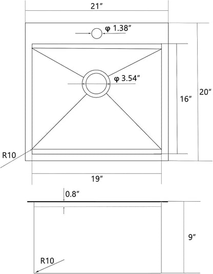 SHACO 21 Inch Drop In Kitchen Sink, 21x20 Inch Topmount Bar Sink 16 Gauge Stainless Steel Workstation Handmade Outdoor Laundry RV Small Prep Basin with Accessories