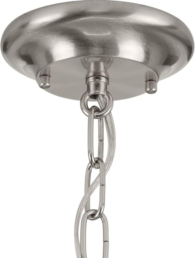 Progress Lighting 1-Light Fresnel Glass Coastal Pendant Light, Fresnel Lens Collection , Indoor, P5188-09, Brushed Nickel