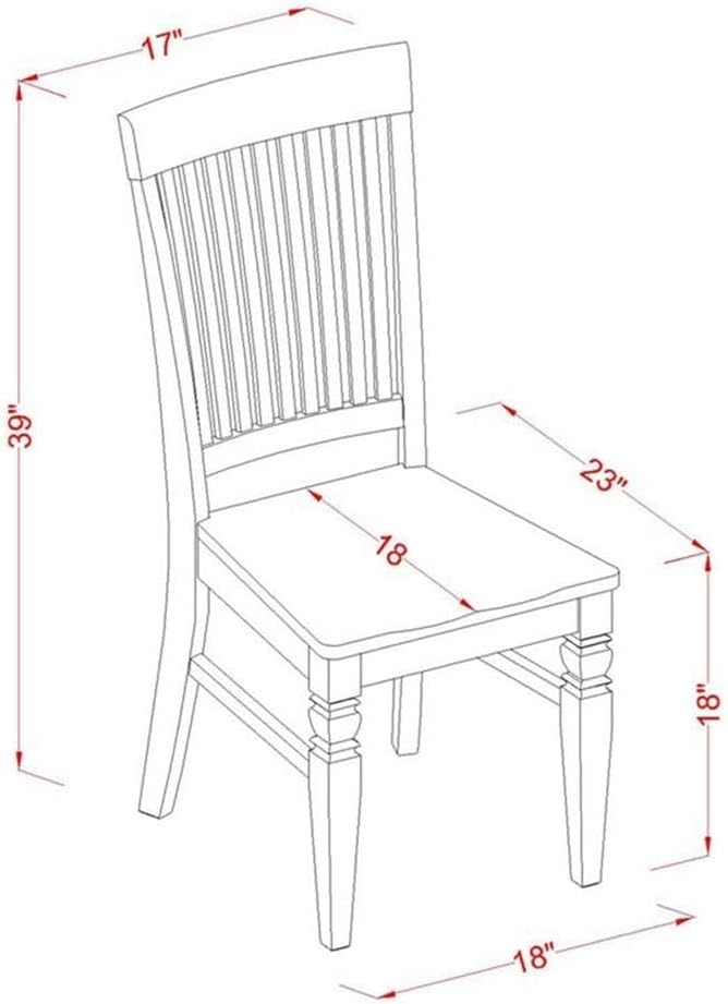 East West Furniture WEC-WHI-W Weston Dining Room Chairs - Slat Back Wood Seat Chairs, Set of 2, Linen White