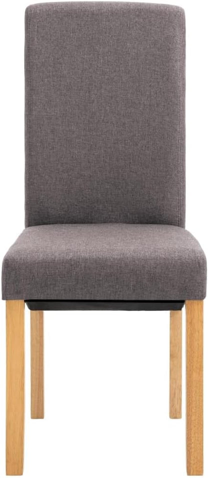 Taupe Fabric Dining Chairs Set of 2 with Solid Wood Legs Ergonomic Comfort for Modern Dining Room and Kitchen