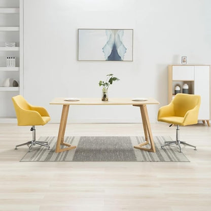 Yellow Fabric Swivel Dining Chair Set of 2 Modern Accent Furniture Ergonomic Height Adjustable for Kitchen Dining Room Living Room Office Bedroom