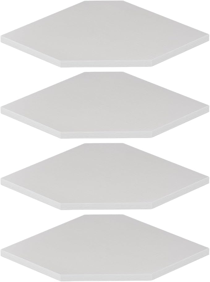 JJL Corner Shelf, 12 Inch Corner Shelf Wall Mounted with Wire Hole, 4 Tier 13.3 Inch Deep Wooden Corner Hanging Shelves for Wall Storage, for Speaker, Cable Box, White