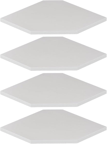 JJL Corner Shelf, 12 Inch Corner Shelf Wall Mounted with Wire Hole, 4 Tier 13.3 Inch Deep Wooden Corner Hanging Shelves for Wall Storage, for Speaker, Cable Box, White