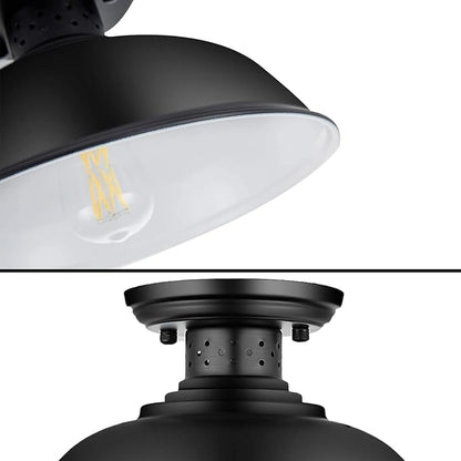 2PCS Industrial Vintage Ceiling Light, Semi Flush Lighting Kitchen Island Dining Room Foyer Hallway Porch Barn Loft, Black 13in