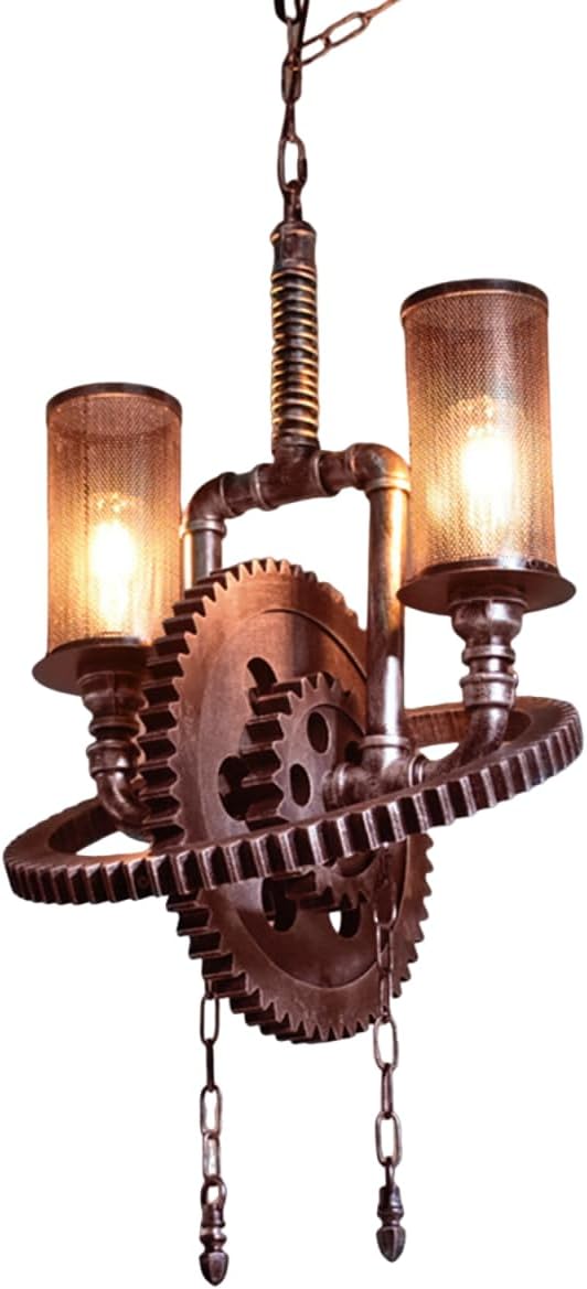 YIYIBYUS Vintage Hanging Ceiling Lamp Chandelier Industrial Pendant Light Fixture Steampunk Gear Ceiling Light for Kitchen Dining Room Living Room