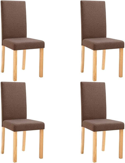 4-Piece Brown Fabric Dining Chairs Set with Rubber Wood Frame, Modern Farmhouse Kitchen Chairs for Dining Room Comfortable Upholstered Seating Furniture
