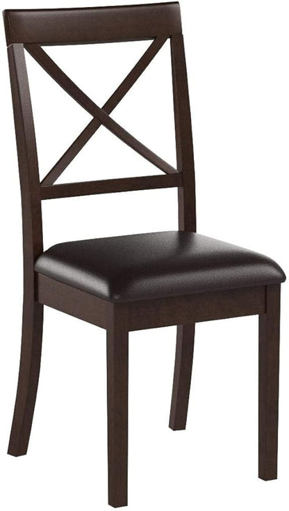East West Furniture BOC-CAP-LC Boston Dining Chairs - Faux Leather Upholstered Solid Wood Chairs, Set of 2, Cappuccino